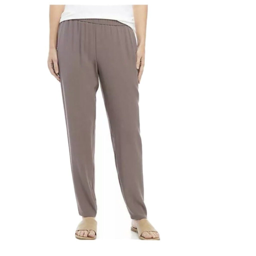 Eileen Fisher Luna Silk Georgette Crepe Slouchy Ankle Pants Size Xl